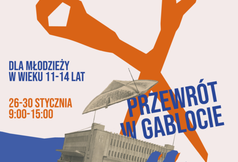 Tło kremowe. Grafika przedstawia rysowane pomarańczowe nożyczki odcinające dach budynku trzymanego przez granatową rysowaną dłoń.
